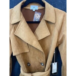HAVE Microsuede Faux Suede Jacket Tie Front Double Breasted Brown Womens‎ Small